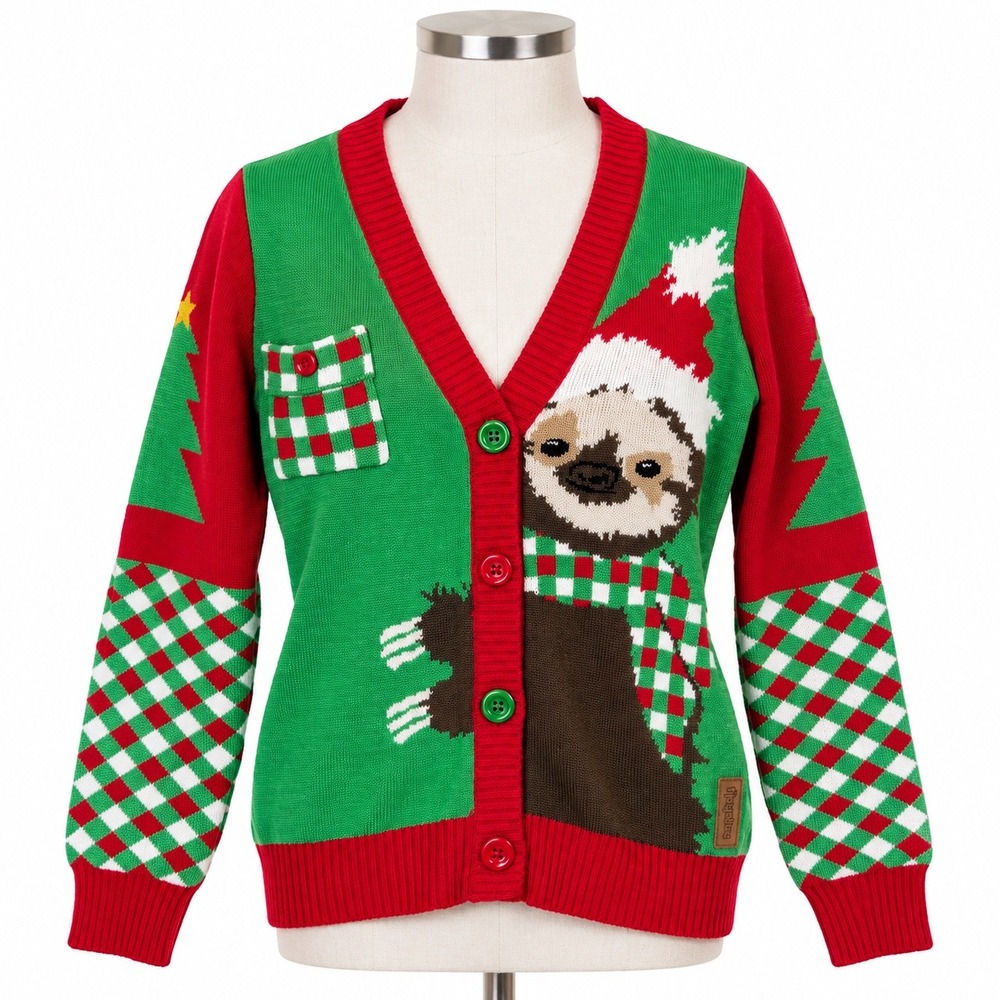 NEW Tipsy Elves Christmas Cardigan Sweater Women's Small Sloth Holiday